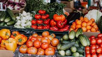 Fresh Produce Display At A Local Market