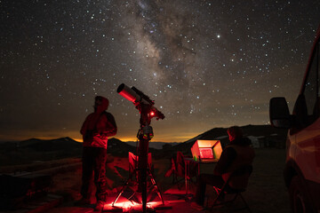 Astronomers Under a Starry Sky