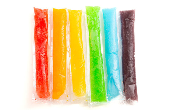 Group of Frozen Ice Pop Popsicle Isolated on a White Background