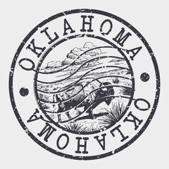 Oklahoma Stamp Postal. Silhouette Seal. Passport Round Design. Vector Icon. Design Retro Travel. National Symbol.	
