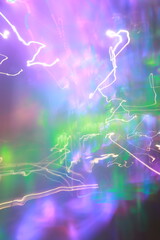 Neon Lights Blurred into an Abstract, Chaotic, Colorful Light Painting