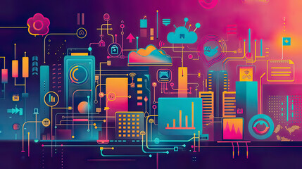 Sleek illustration of edge computing showcasing the integration of IoT devices and real-time data processing