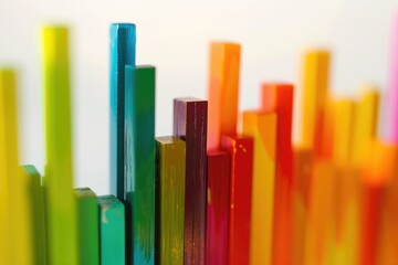 Obraz premium Bar charts with many colors going up and down for stock market investment or bright colorful banking charts