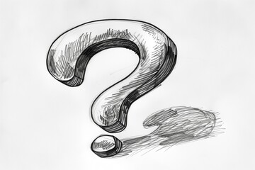 Delve into the enigmatic allure of a pencil drawing depicting a question mark on a pristine white background.