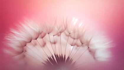 abstract background with flowers, dandelion, white flower on pink background, Taraxacum erythrospermu.  generative ai