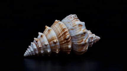 Obraz premium A shell is shown on a black background
