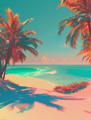 Fototapeta premium Summer Beach Sunset: Vibrant C4D Rendering