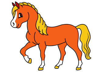 Vector illustration of cute and beautiful cartoon horse, colorful horse cartoon, Smiling horse cartoon, 
Cute horse cartoon, Vector illustration of Brown horse cartoon