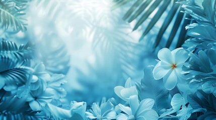 Tropical Paradise Background, Blue and White Summer Scene