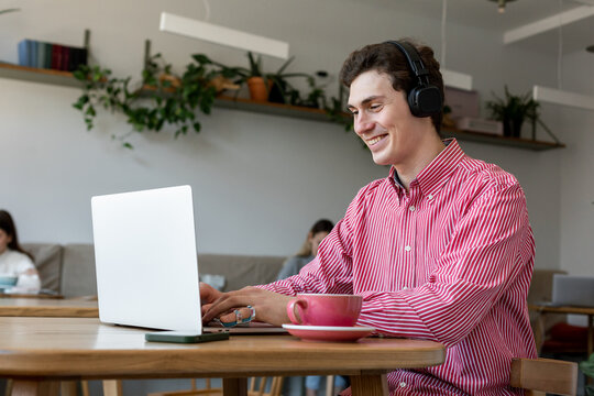 Online call in a coffee shop