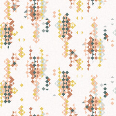 Simple glitch geometric seamless abstract pattern with playful woven summer color. Bright whimsical gender neutral bold irregular shape textile Cotton effect background. 