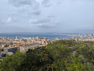 Beautiful landscape of Marseille, France from a hill