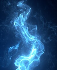 Obraz premium 暗い背景に青い煙の波。コンセプト: 煙、光、抽象化、動き。