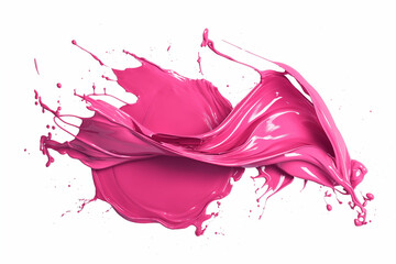 Dynamic pink paint splash on a white background.