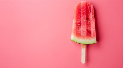 Watermelon Popsicle on a hot pink Background with Copy Space