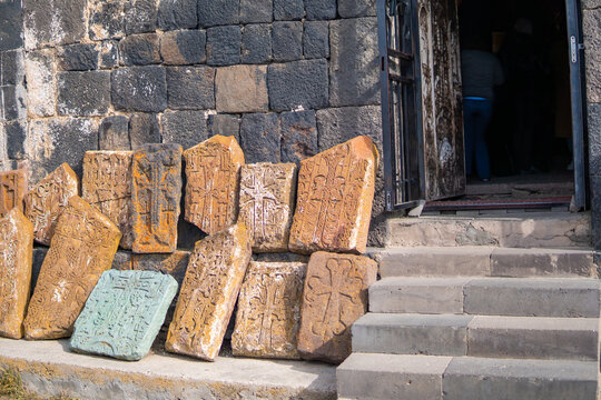 Ancient Khachkars at Sevanavank Monastery