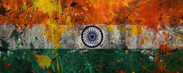 Vibrant Indian Flag Graffiti Art in Urban Setting - Bold Street Style Colors with Edgy Flair