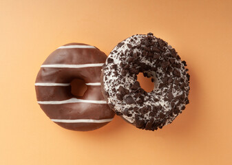 Chocolate Doughnuts Isolated, Brown Donuts