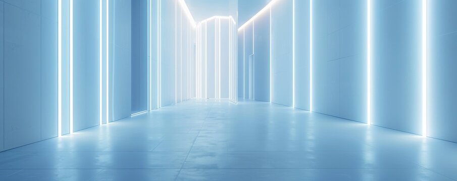 Abstract empty white room with bright vertical light beams