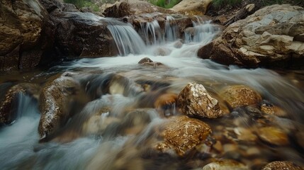 Gentle Stream. Smooth Water Flowing in Calm Australian Creek, Cathedral Range State Park