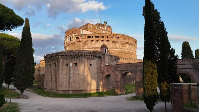 The Castle of St. Angelo is a Roman architectural monument, the Mausoleum of Hadrian. Rome, Italy. Historical architecture