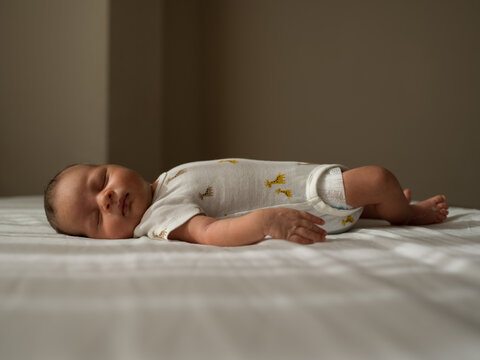 Calm baby sleeping at home