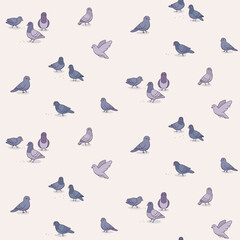 Seamless pigeon pattern vector design, simple