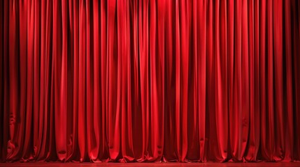 Curtain Close. Red Velvet Stage Curtains for Theatre and Cinema Background