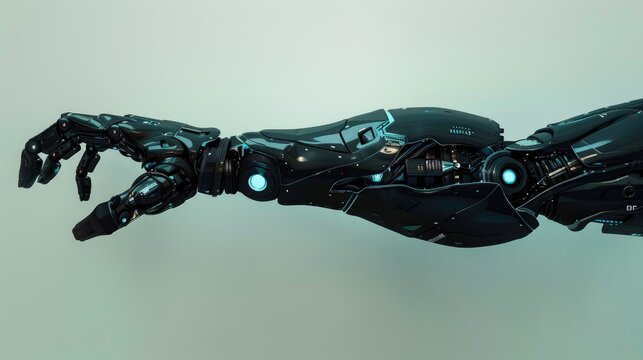 Cyborg Arm: Futuristic Prosthetic Arm with Robotic Bionic Technology in Black and Blue
