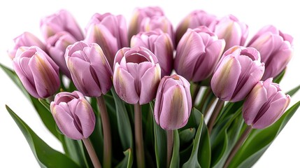 Fototapeta premium Pink tulip bloom isolated on a white png background, in high resolution, 