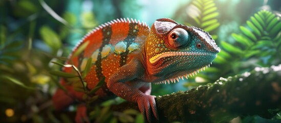 Obraz premium Chameleon in a Tropical Jungle