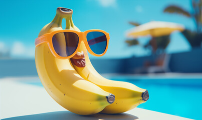 A banana with sunglasses summer chill