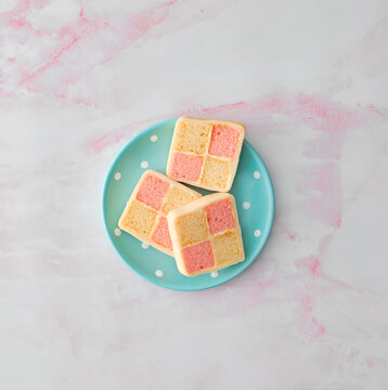 Homemade battenberg cake