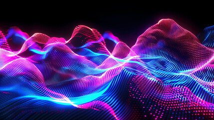 Fototapeta premium Abstract neon glowing wavy background