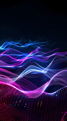 Fototapeta premium Abstract neon glowing wavy background