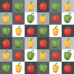 Seamless pattern with bell pepper. Vector illustration