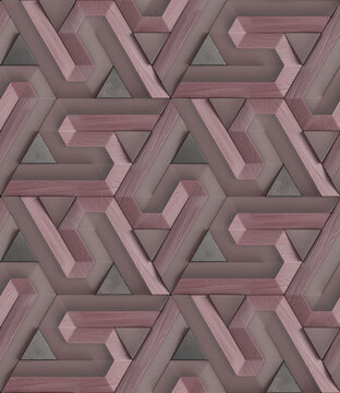 Geometric pattern of a wall made of wood metal and glass.