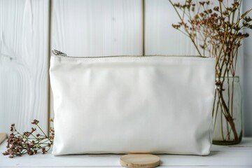 Zip Bag Mock-up Template with Blank White Canvas Design in Natural Light