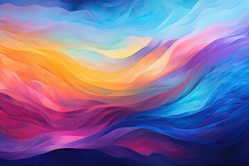 Obraz premium Dive into an expressive dreamscape painted with acrylic, where mesmerizing digital waves bring the fantasy landscape to life through bold brush strokes.
