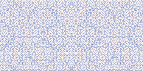 Thin line ornamental islamic background. Mashrabiya arabesque arabic seamless pattern grid. Abstract geometric textured for fabric, wrapping, card, banner