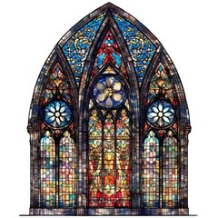 Gothic window watercolor illustration