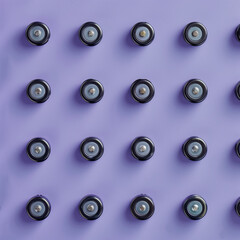 Iron Case Batteries Close-up on Light Purple Background - Second View