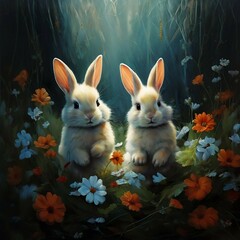 easter bunny with easter eggs