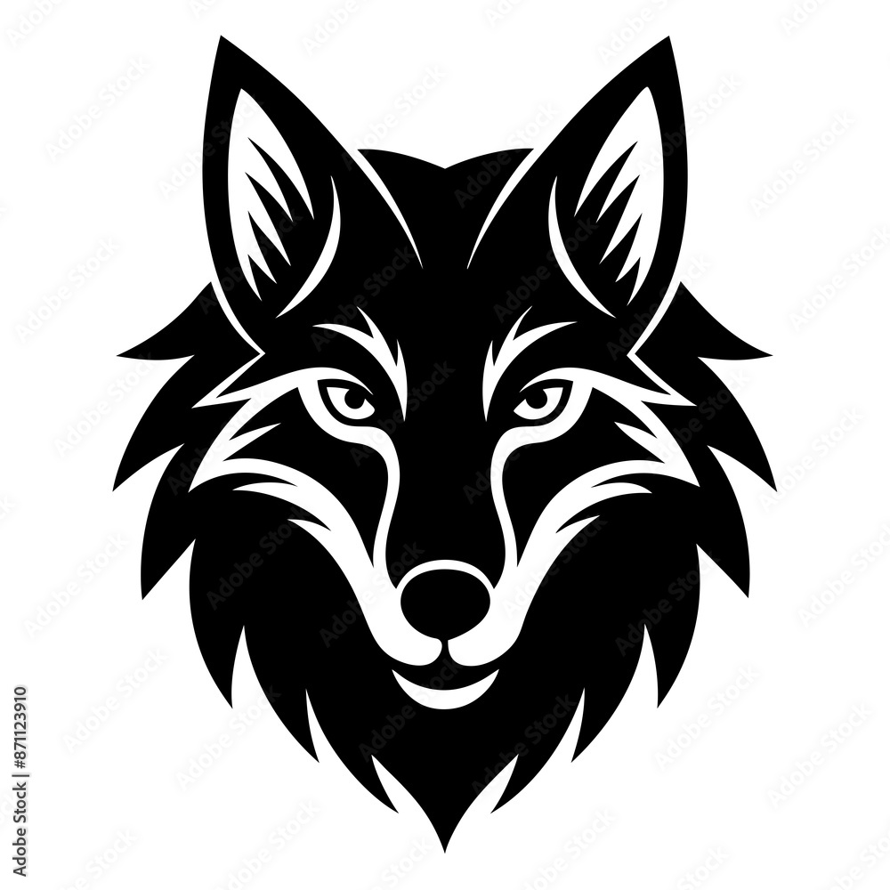 Poster Wolf with white background logo icon Vector Illustration

