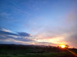 sunset in the mountains, Puukapu,  Waimea, Hawaii Island 