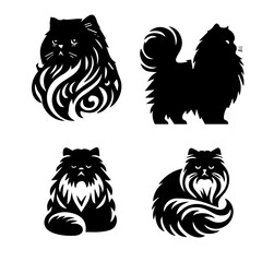 Persian cat silhouette on white background