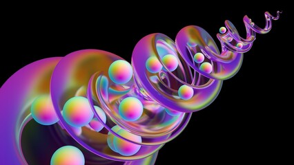 Transparent spiral on a black background.