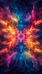 Fototapeta premium Vibrant and colorful fractal design with fiery and cool hues