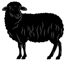 Sheep ram silhouette icon of wild animals. Arabic element for Islamic holiday Eid Al-Adha, Eid Mubarak. Simple black farm lamb. Isolated vector illustration.