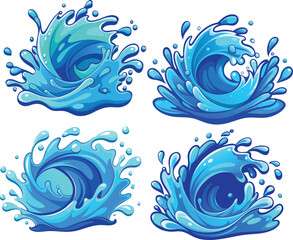 whirlpools and splashes of water with drops
